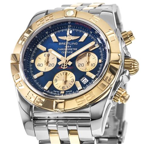 breitling 18k gold chronograph|breitling chronomat 44 blue dial.